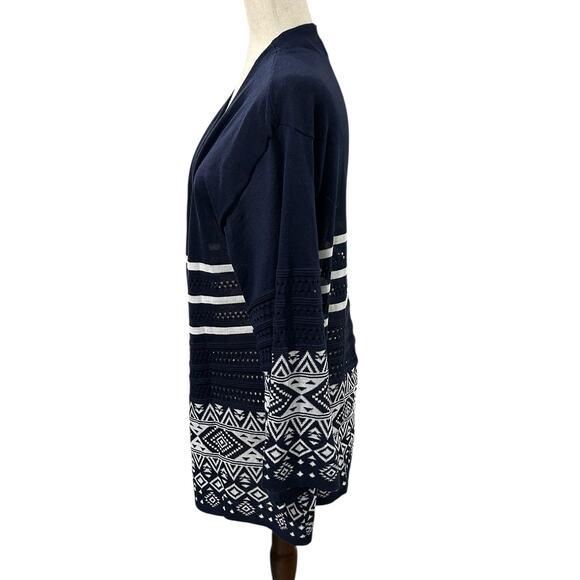 Bloomchic Navy and White Open Front Cardigan Sweater Size 18-20 EUC - Picture 3 of 5